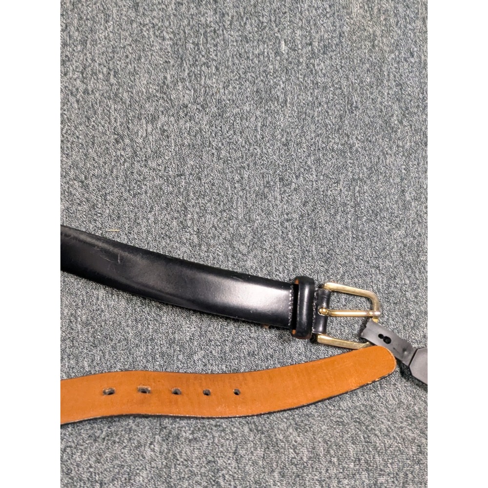 Trafalgar Mens Black Annonay Calf Leather Belt Gold Buckle Handmade USA 40 100